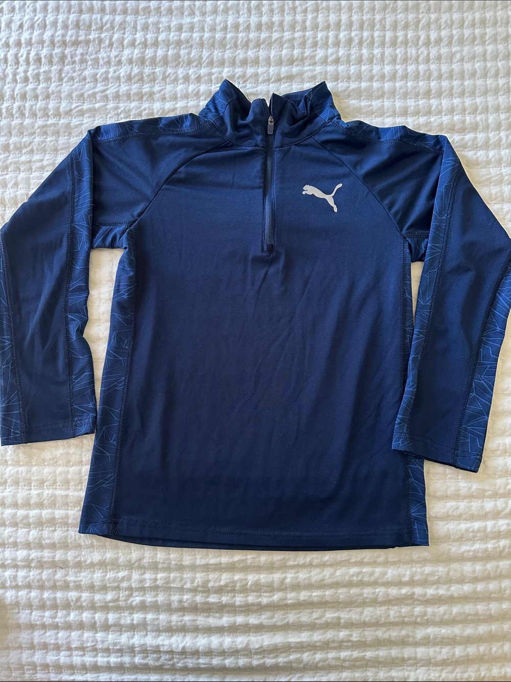 Puma Navy Blue Kids' Long Sleeve Quarter-Zip Athletic Top